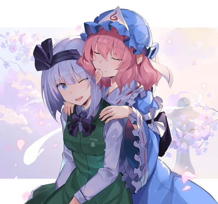 Cute enough to eat - Touhou, Konpaku Youmu, Saigyouji Yuyuko, Anime art, Yuri, Anime, Rin falcon