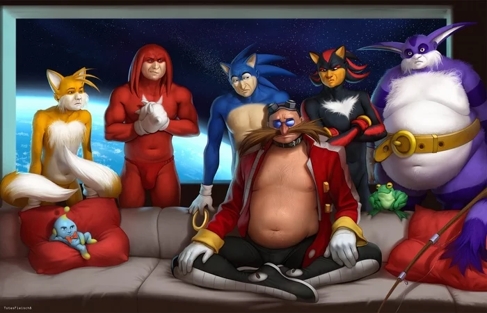 And then they took all the emeralds - Dr. Eggman, Sonic the hedgehog, Girl and five blacks, Jerzy Shadow, Knuckles, Totesfleisch8