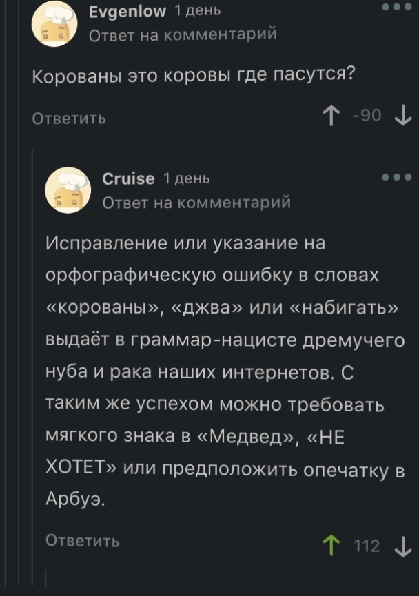 Особенности русского языка в этих ваших интернетах - Грабить корованы, Комментарии на Пикабу, Скриншот, Комментарии, Русский язык, Правила, Граммар-Наци