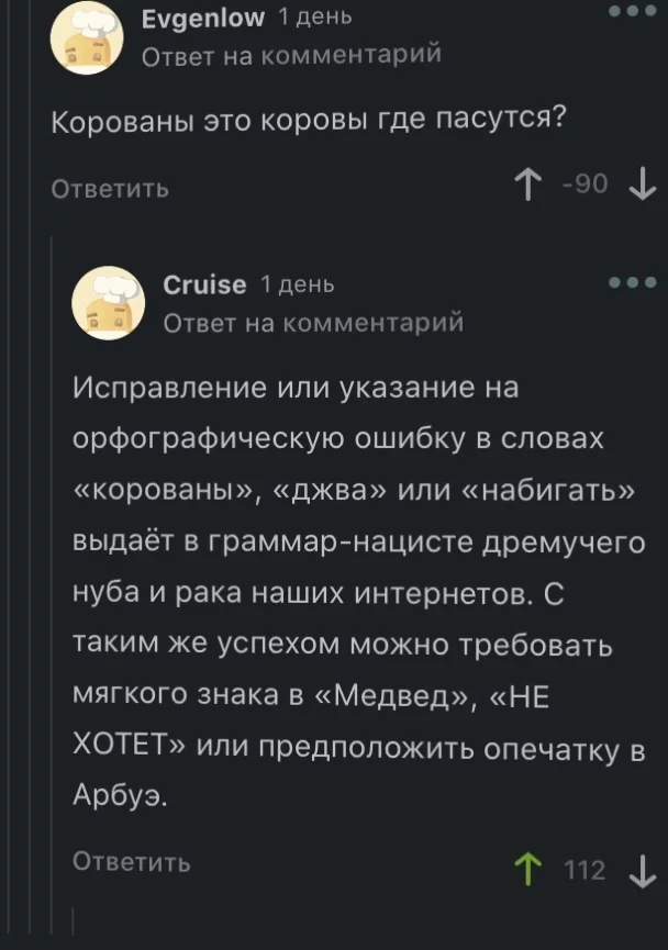 Peculiarities of the Russian language on these Internets of yours - Rob cows, Comments on Peekaboo, Screenshot, Comments, Russian language, Rules, Grammar Nazi