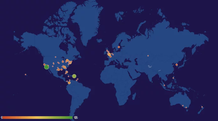 Birthplaces of the Top 100 Artists on Spotify - Music, World map, Imanbek