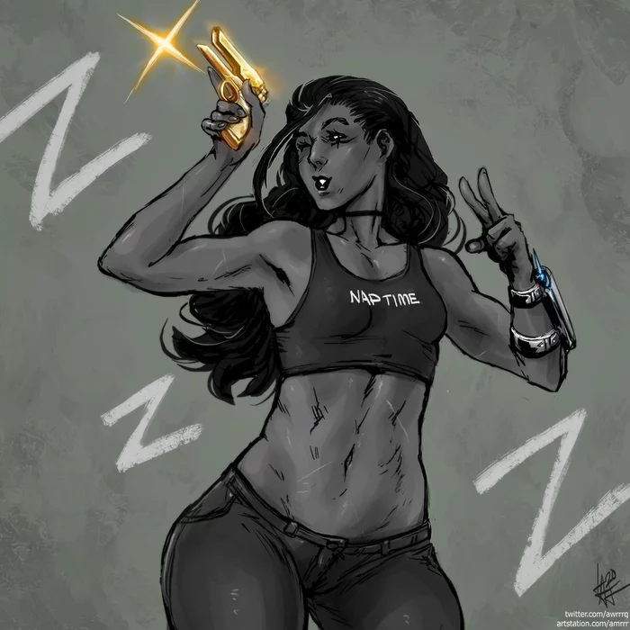 Nap queen - Amrrr, Art, Games, Overwatch, Ana amari