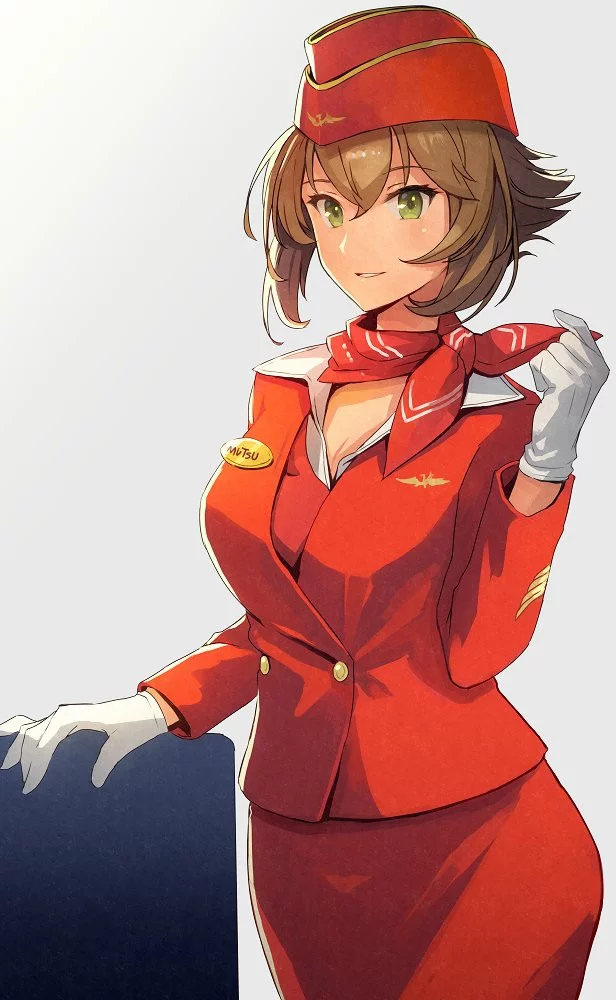 Mutsu - Kantai Collection, Mutsu, Аниме, Anime Art, Стюардесса, Аэрофлот