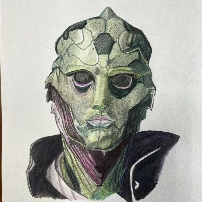 Thane Krios - My, Thein Krios, Mass effect, Game art, Games, Drawing, Learning to draw