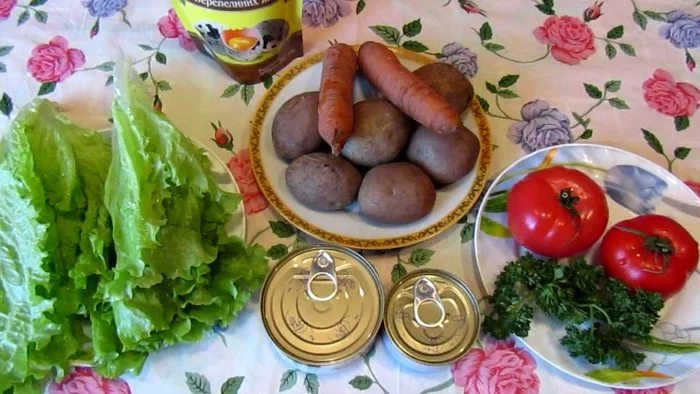 Layered tuna salad - My, Cooking, Puff salad, Tuna, Video recipe, Video, Recipe, Salad