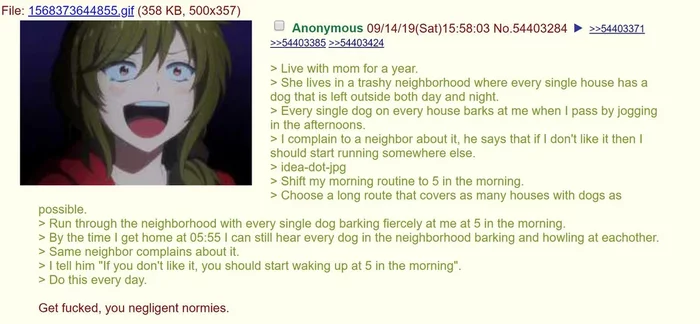 Anon takes revenge on neighbors - Revenge, Greentext, Copy-paste, 4chan, Neighbours, Translated by myself