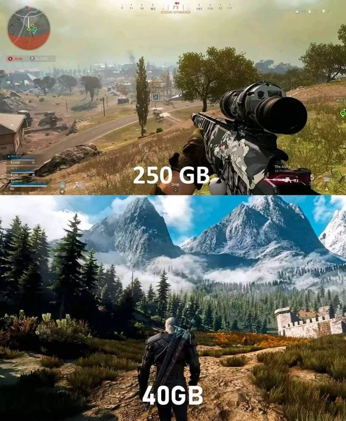 Graphic arts - Witcher, Call of duty, Graphics, Difference, Games