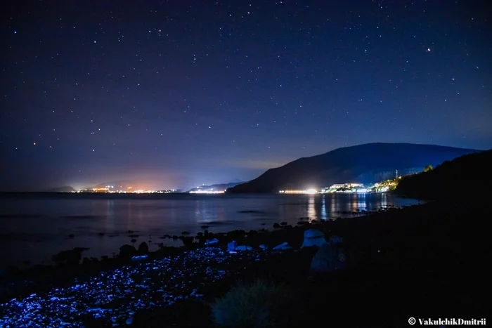 Crimean night - My, beauty of nature, Crimea, Night, The photo, Stars, Nature, Sea, Stars