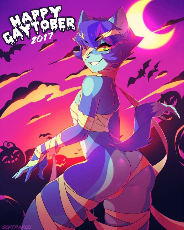 With the coming from the past - NSFW, Furry, Furry art, Furry edge, Furry gay, Furry canine, Furotica, Furotica male, Halloween, Halloween costume, Enjoipandas, Art, Booty