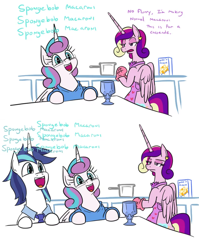 Спанчбоб Макароны! - My Little Pony, Queen Chrysalis, Shining Armor, Flurry Heart, Princess Cadance, Tjpones