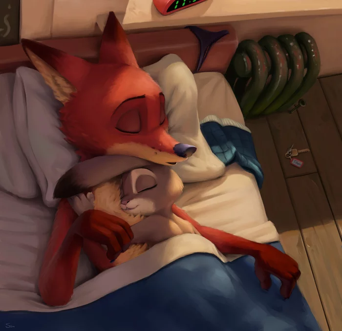 Deep sleep - Zootopia, Nick and Judy, Nick wilde, Judy hopps, Dream, Bed, S1m, Art