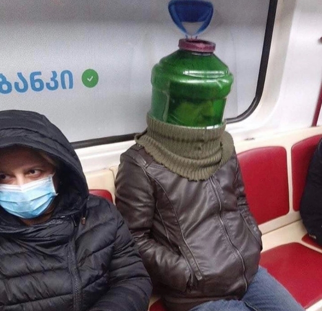 Funny masks you can see on the subway during coronavirus - Coronavirus, Pandemic, Humor, Metro, People, Longpost