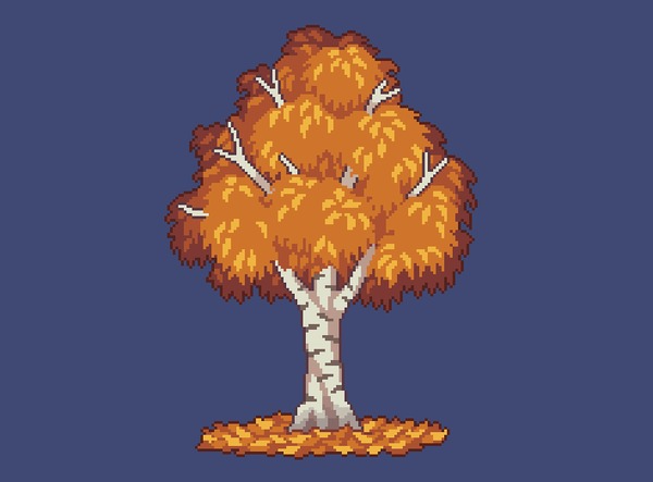 Береза Pixel Art, Pixelgif, Березы, Гифка