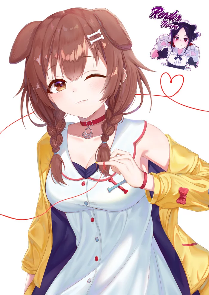 Inugami Korone Set - Аниме, Anime Art, Inugami Korone, Hololive, Animal Ears, Virtual YouTuber, Неко, Oncha, Чокер, Nekomata Okayu, Длиннопост