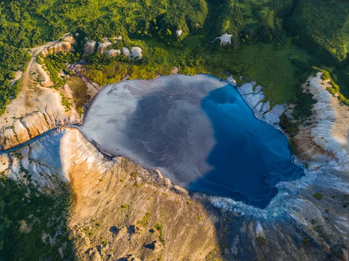 Boiling Lake - My, Kunashir, Kurile Islands, Nature, The nature of Russia, Дальний Восток, Lake, Volcano, The photo, Landscape, Aerial photography, Dji, HDR