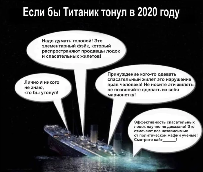 Титаник 2020 - Коронавирус, Картинка с текстом, Юмор, Маска, Титаник, 2020