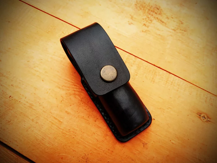 Leather case for flashlight - My, With your own hands, Handmade, Leather, Needlework without process, Longpost, Leather products, Needlework, Accessories, Video
