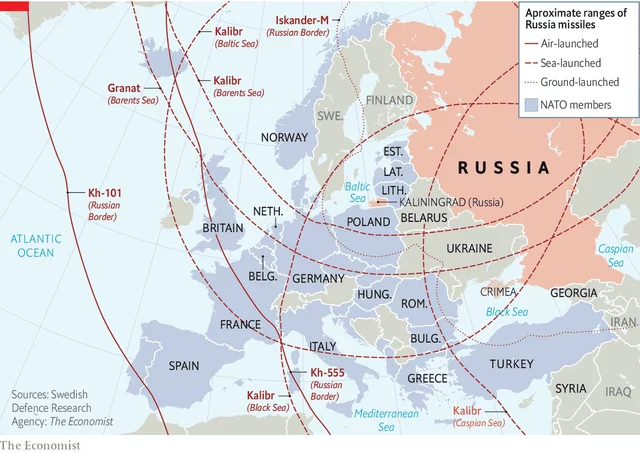 Range of Russian missiles - Politics, Weapon, Rocket, Russia, Infographics, Cards, Europe