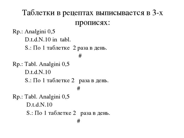 Медицинские рецепты и препараты на латинском языке