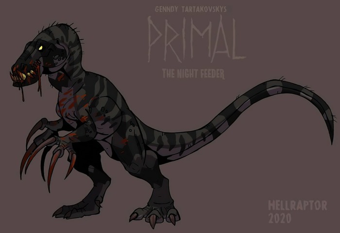 The Night Feeder by Hellraptor Studios - Art, Animation, Genndy Tartakovsky, Primal, Dinosaurs, Raptor