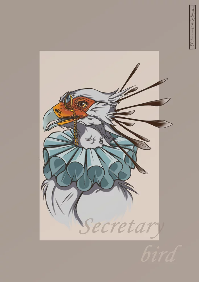 Post #7815328 - My, Art, Birds, Secretary Bird, Concept Art, I'm an artist - that's how I see it, Artist