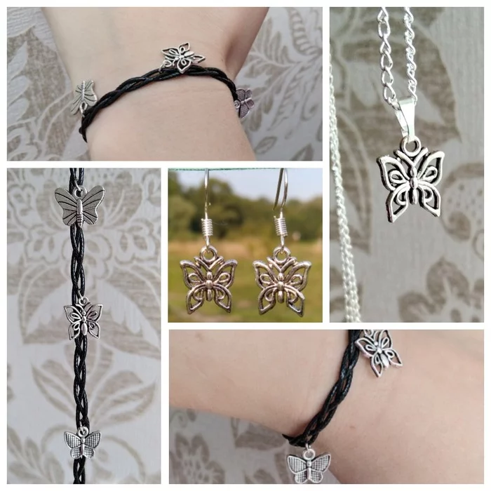 Set with butterflies =) - My, Butterfly, A bracelet, Suspension, Pendant, Earrings, Creation, Needlework, Needlework without process, Needlework without needlework, Hobby, Just, I'll just leave it here, All ingenious is simple, Simple, Longpost