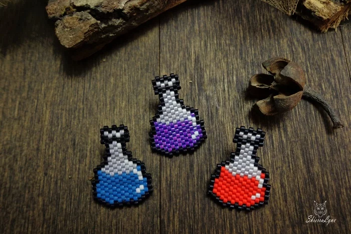 Potions icons - My, Beads, Beading, Needlework without process, Needlework, Handmade, With your own hands, Icon, Potion, Decoration, Longpost