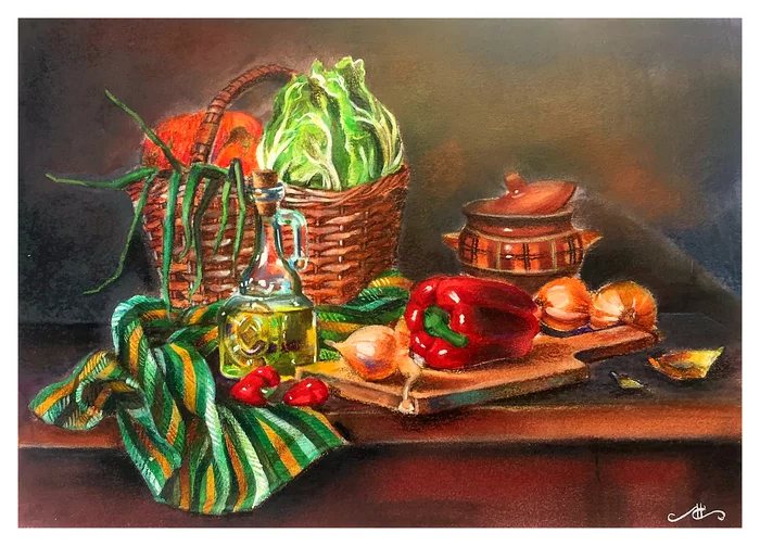 Натюрморты (сухая пастель и акварельные карандаши) - Моё, Творчество, Смешанная техника, Сухая пастель, Акварельные карандаши, Натюрморт, Рисунок, Okta23, Длиннопост
