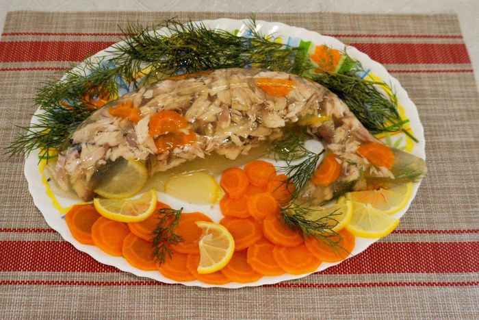 Jellied carp - My, Aspic, Aspic, A fish, Carp, Second courses, Festive table, Recipe, Food, , Cooking, Longpost
