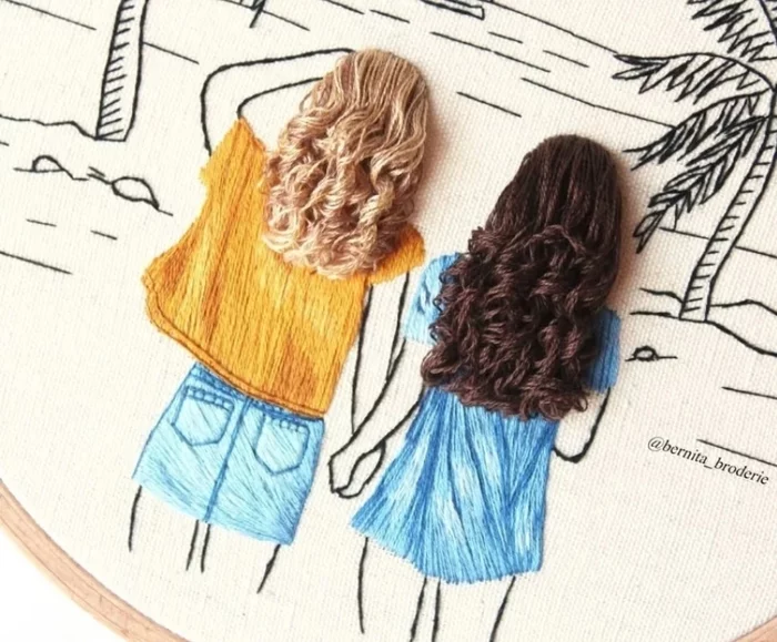 The craftswoman embroiders girls with incredibly realistic hair - Embroidery, Cross-stitch, Painting