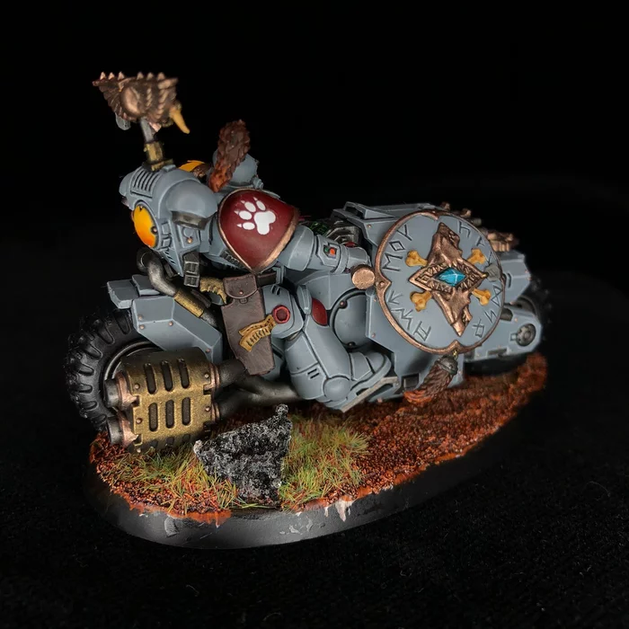 Волчара на мопеде! - Моё, Wh miniatures, Warhammer 40k, Space wolves, Adeptus Astartes, Хобби, Арт, Длиннопост
