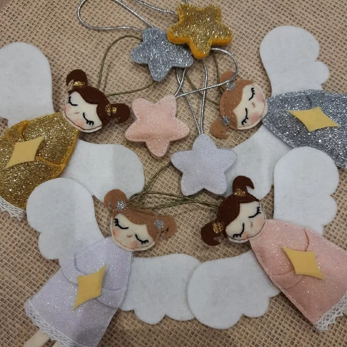 New Year's angel - My, Christmas decorations, Felt, Needlework, Longpost, Needlework without process