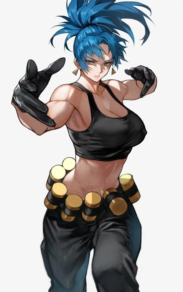 The king of the fighters - NSFW, Muscleart, The King of Fighters, Арт, Крепкая девушка, Leona heidern