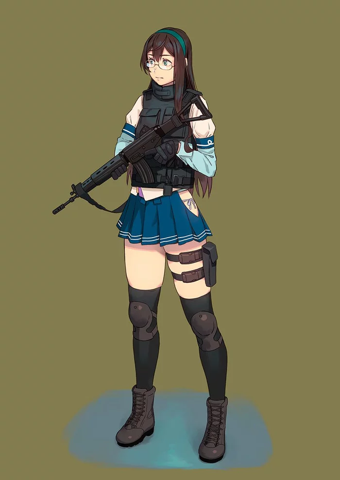 At the casting for GF2 - Kantai collection, Ooyodo, Anime, Anime art, Weapon, Glasses