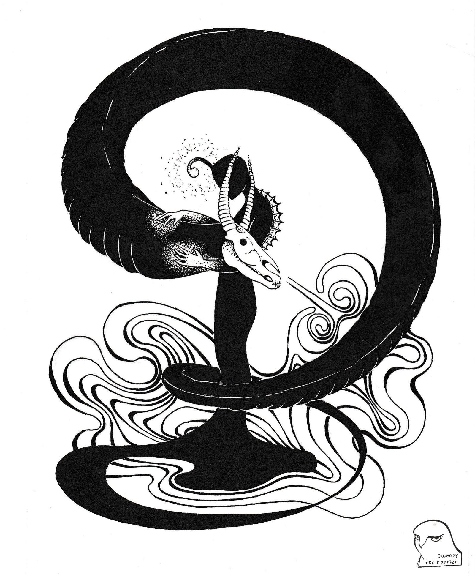 Unity of opposites - My, Art, Illustrations, Girls, Serpent, Drawing, Graphics, 