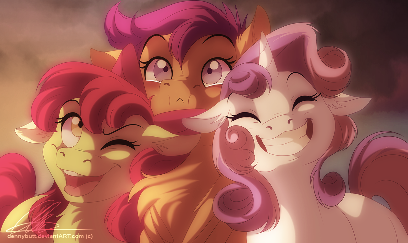 Good company forgets problems - My little pony, Cutie mark crusaders, Scootaloo, Applebloom, Sweetie belle, Art