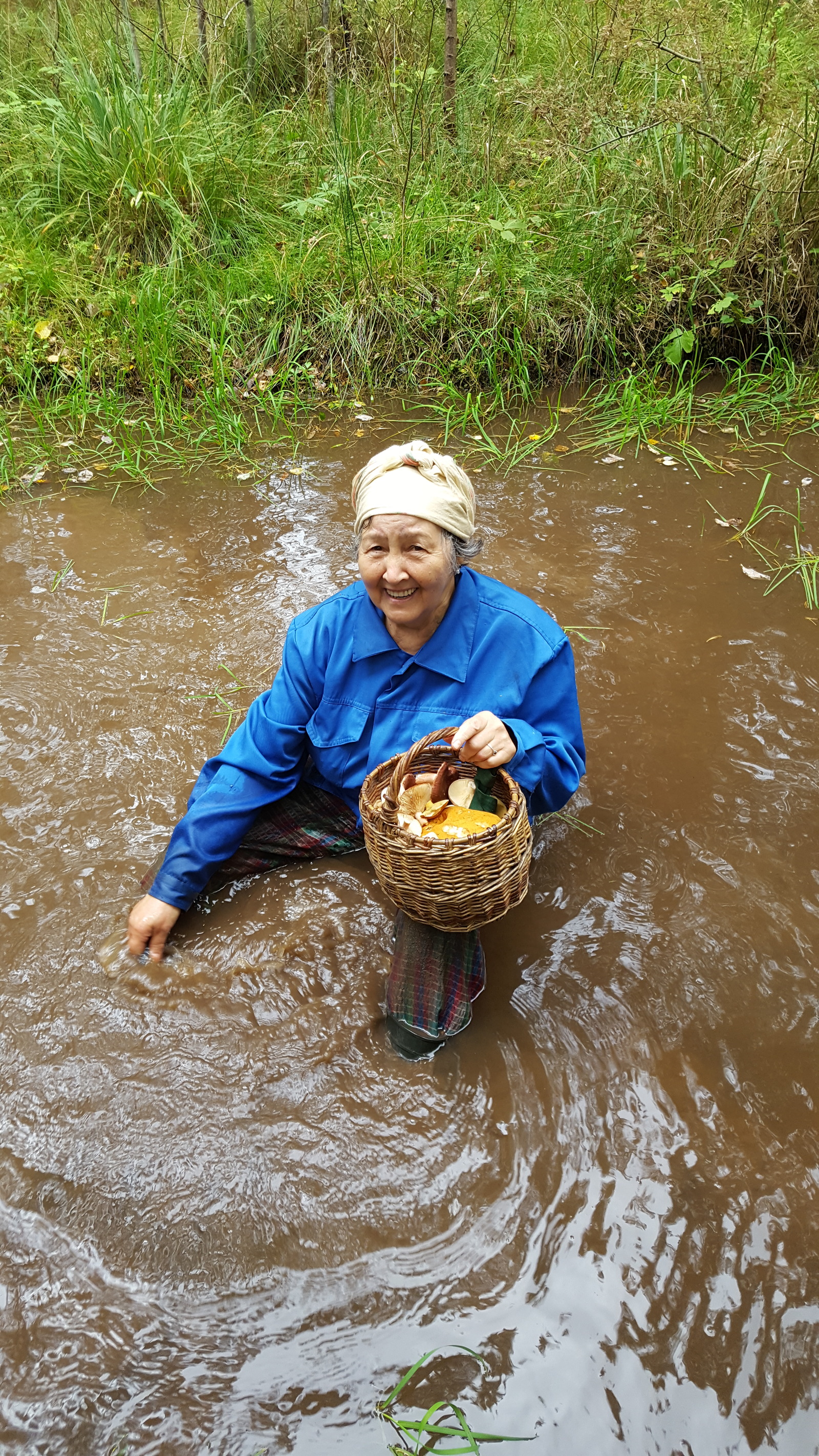 Infectious optimism post! - My, Grandmother, Optimism, Humor, Forest, Puddle, Mushrooms, Longpost