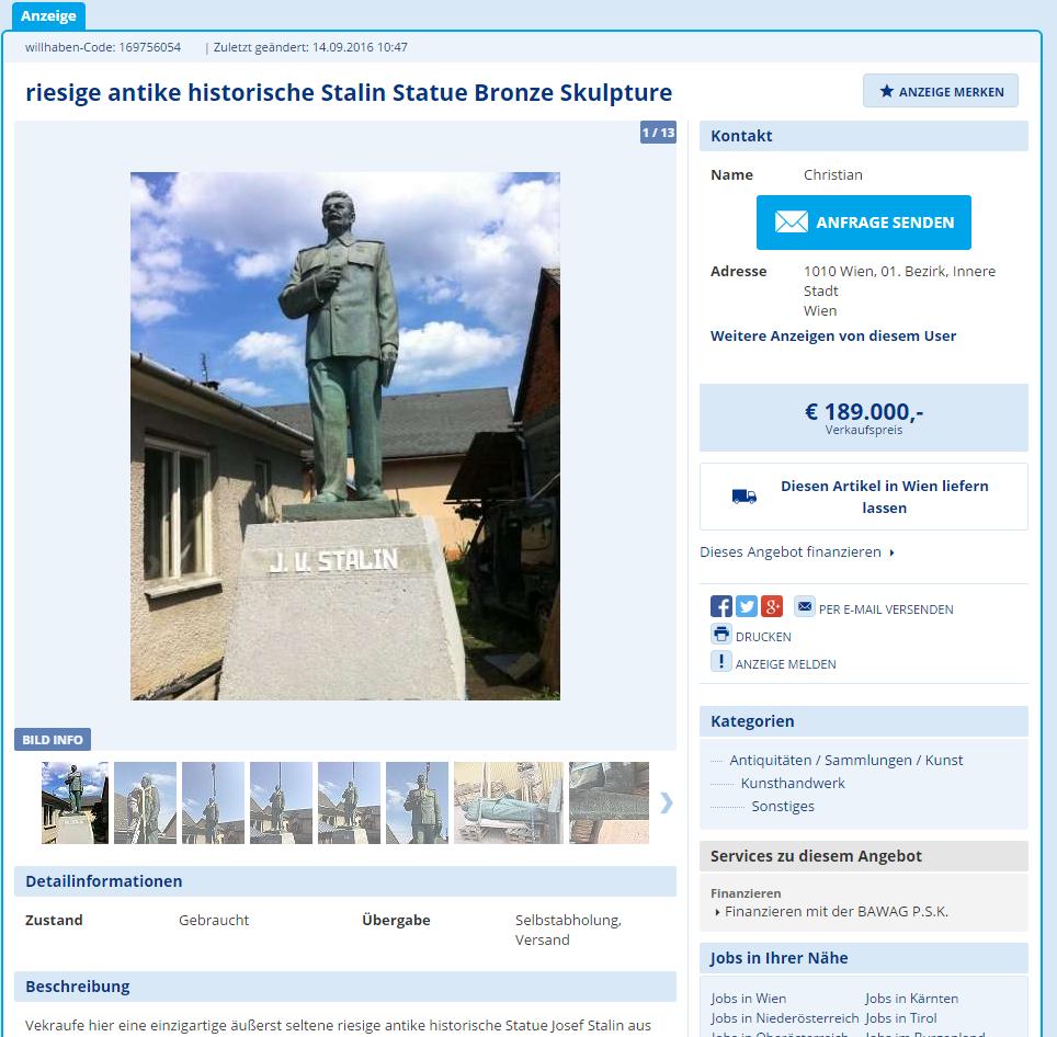 Statue of Stalin sold in Austria for 189,000 euros - Firing squad, Sculpture, Shoot, Bronze, The statue, Stalin, Austria