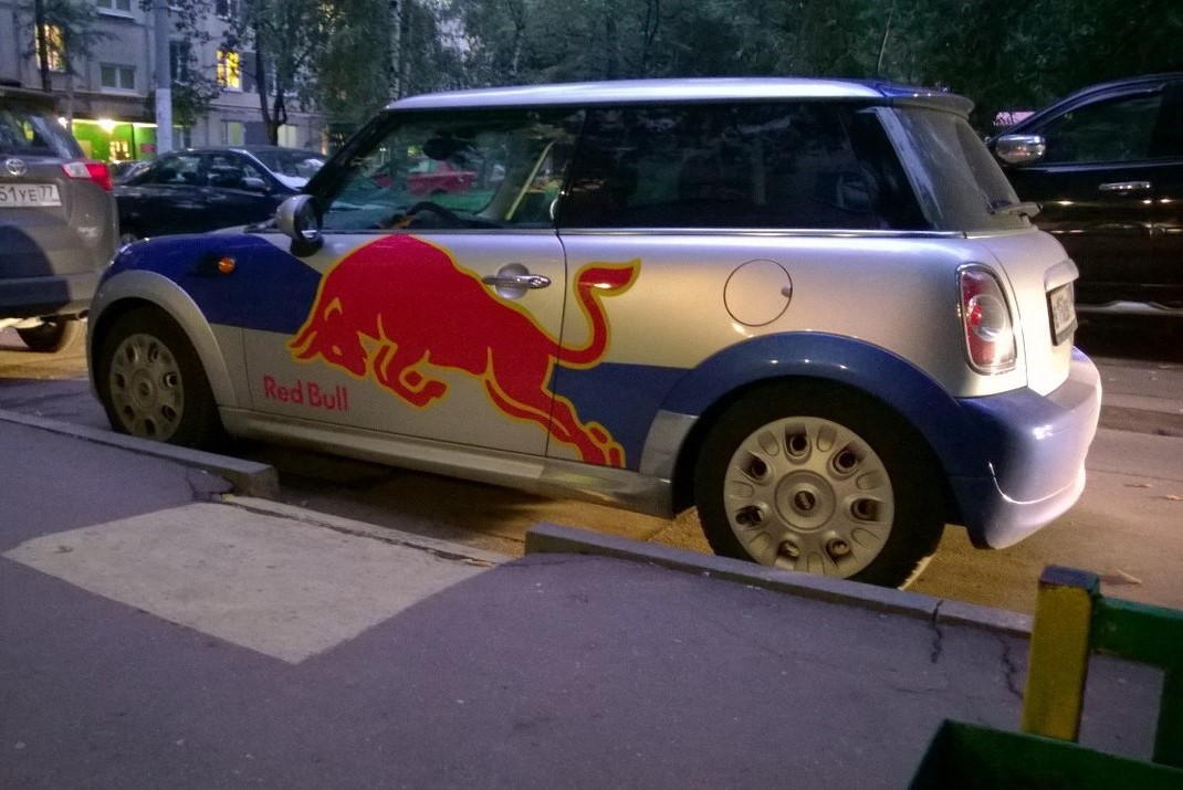 Care from RedBull :) - My, Auto, Parking, Redbull Auto, Woman driving, , Tag