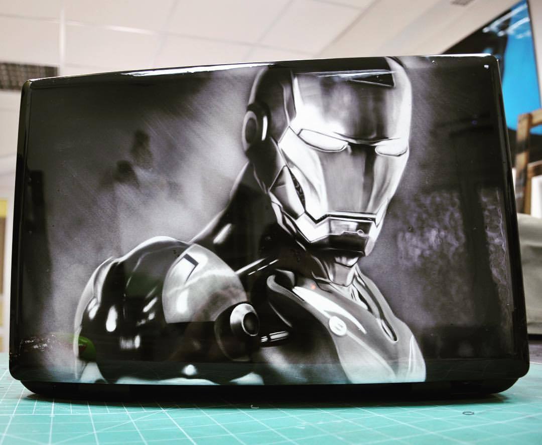 Iron guy on a laptop :). - My, Airbrushing, Drawing, iron Man