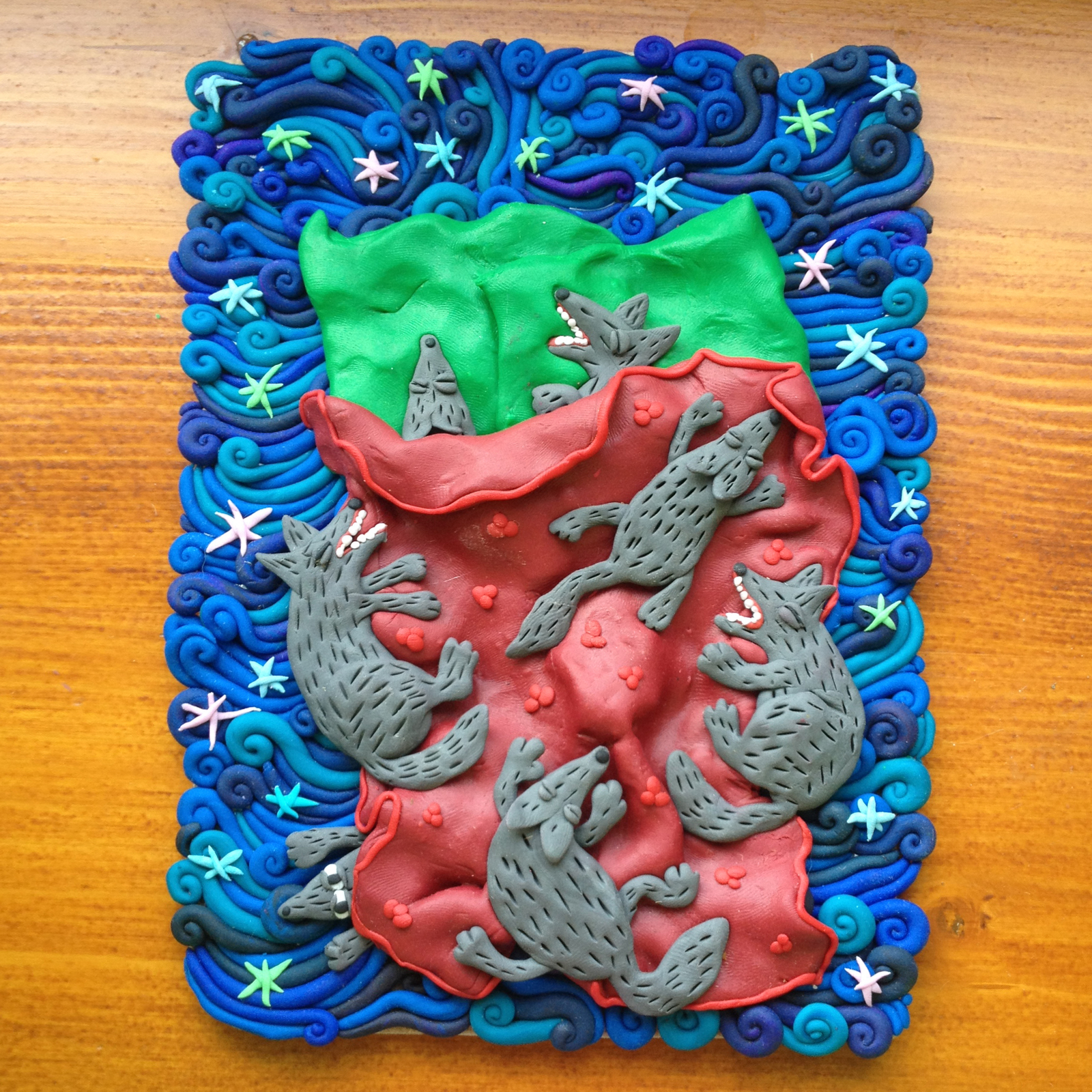 At first I made plasticine plots, and then switched to polymer clay. Here, for example, is the story of the wolf - My, Plasticine, Polymer clay, Creation, Longpost