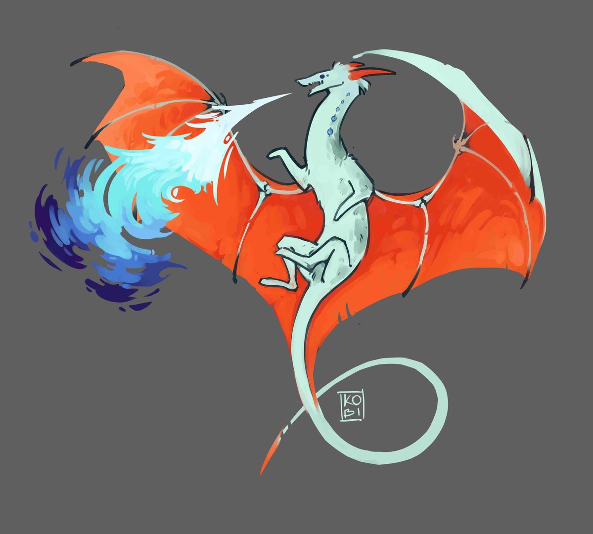 Blue flame - My, Kobi, The Dragon, Art, Artist, SAI, Drawing