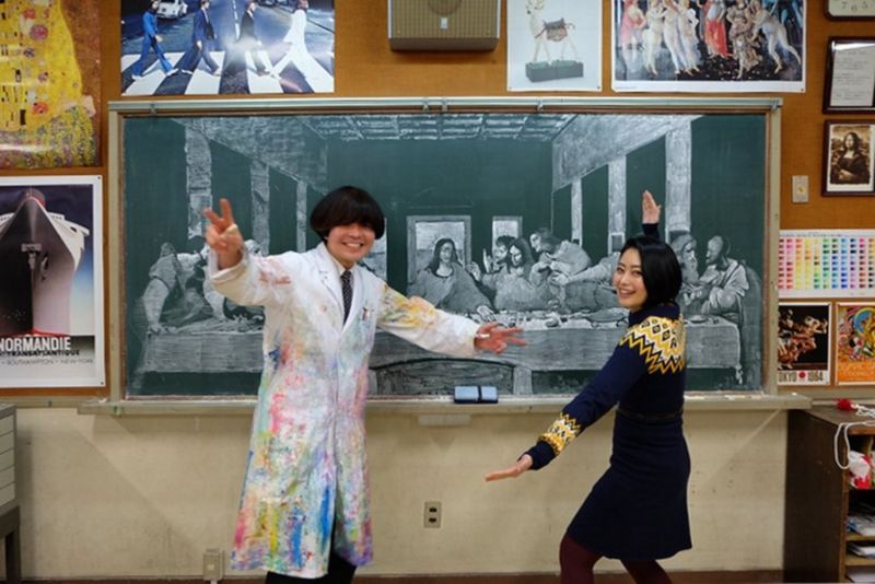 Incredible chalk paintings on a blackboard from a Japanese art teacher - Drawing, Board, chalk, Teacher, Japan, Disinformation, Longpost