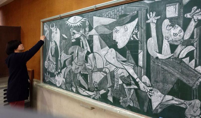 Incredible chalk paintings on a blackboard from a Japanese art teacher - Drawing, Board, chalk, Teacher, Japan, Disinformation, Longpost