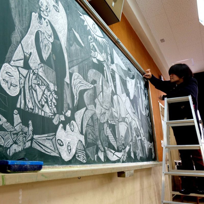 Incredible chalk paintings on a blackboard from a Japanese art teacher - Drawing, Board, chalk, Teacher, Japan, Disinformation, Longpost