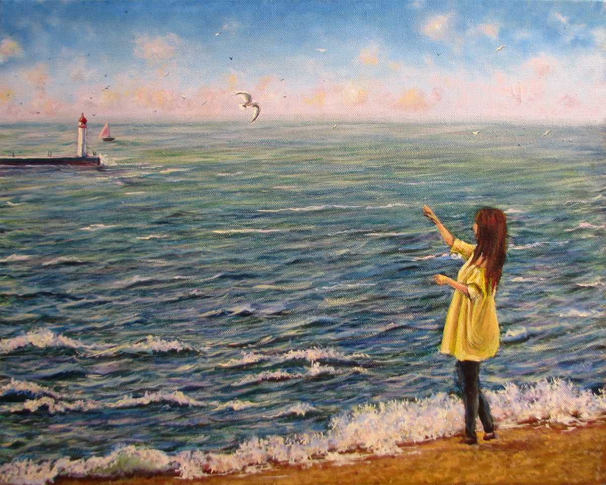 Oil in a hurry - My, Oil painting, oil painting, Sea