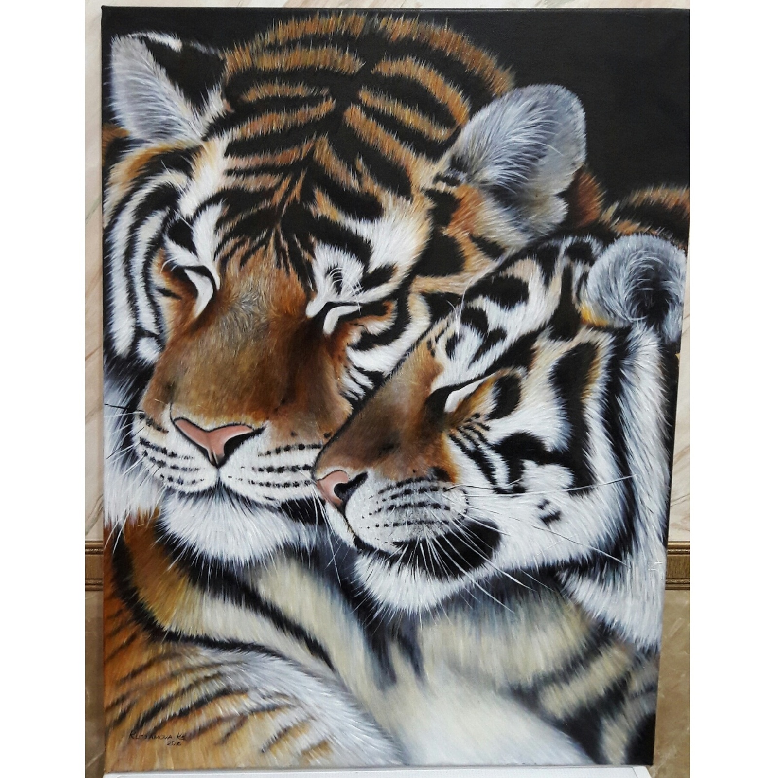 Oil, canvas, tigers - My, Painting, Oil painting, Creation, Realism, Interesting