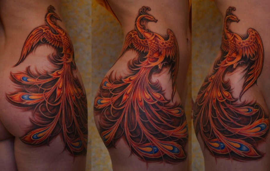 A selection of firebirds from the Tula master - NSFW, Tattoo, Firebird, Zhostovo, Khokhloma, , Longpost