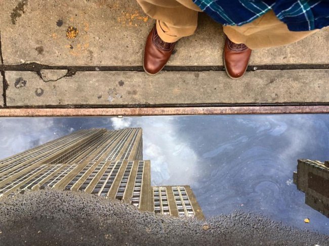 Empire State Building - in the reflection of a puddle - Empire State Building, Photo