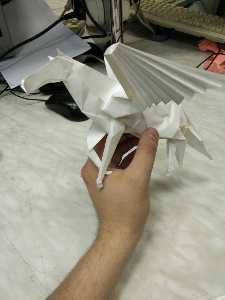 Pegasus. - My, Origami, Pegasus, , , Longpost, My, Satoshi Kamiya